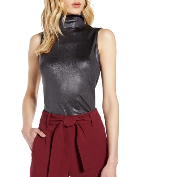 Halogen  Shiny Fitted Sleeveless Turtleneck - Picture 1 of 8
